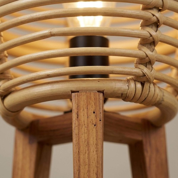 Stehlampe aus Rattan und Teakholz - Yumi