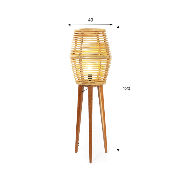Stehlampe aus Rattan und Teakholz - Yumi