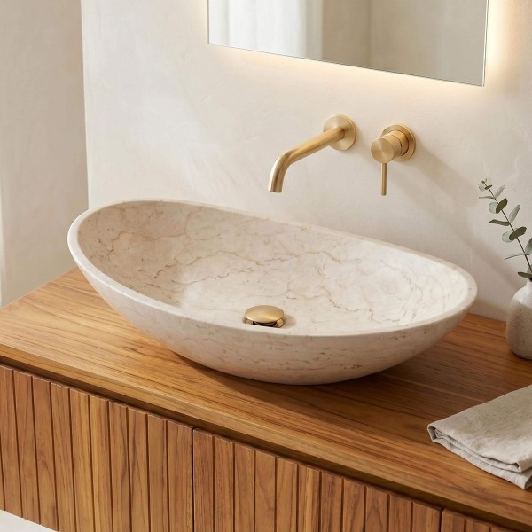 Freistehendes Badezimmer-Waschbecken aus Stein - Amethyst