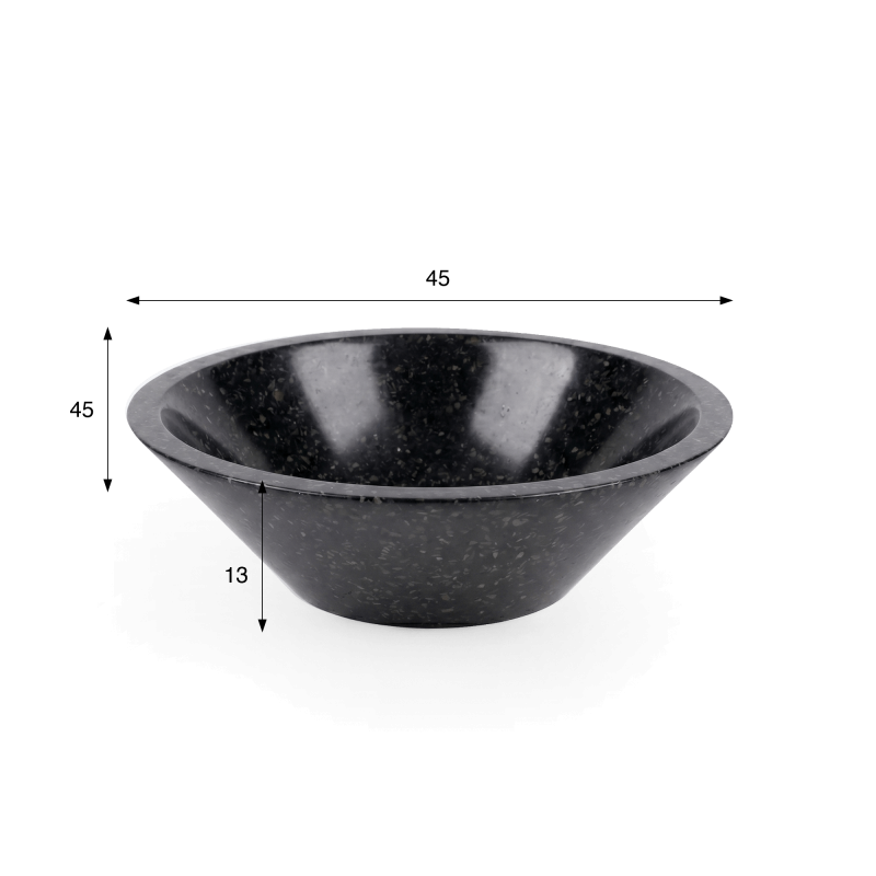 Konisches Waschbecken aus schwarzem Terrazzo 45 cm x 45 cm - Mohini