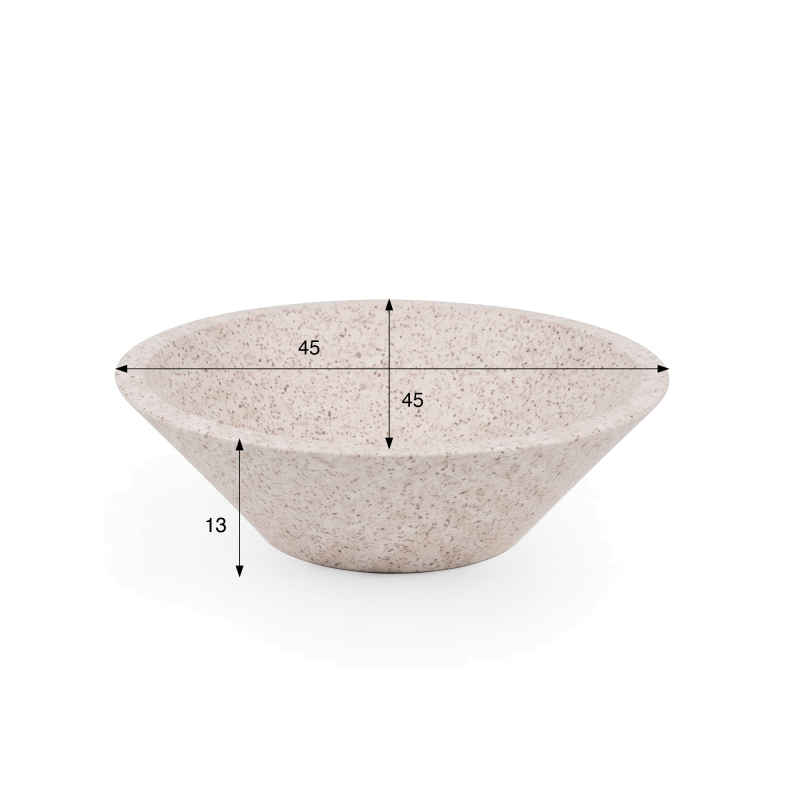 Konisches Waschbecken aus weißem Terrazzo 40 cm x 40 cm - Mohini