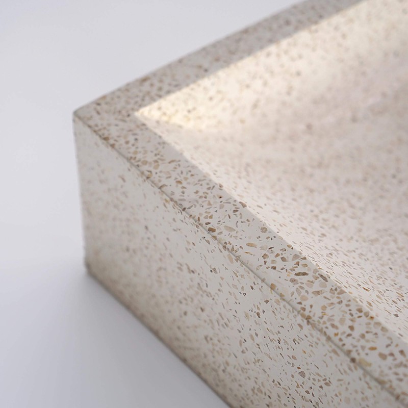 Rechteckiges Waschbecken aus weißem Terrazzo 45 cm x 40 cm - Mayuri