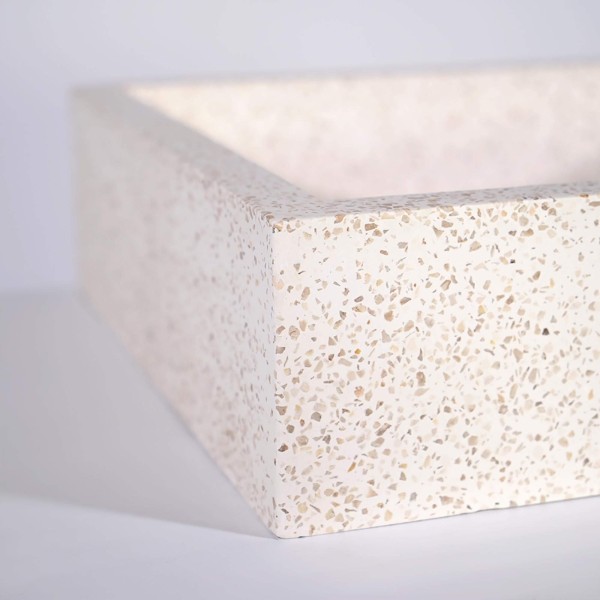 Rechteckiges Waschbecken aus weißem Terrazzo 45 cm x 40 cm - Mayuri