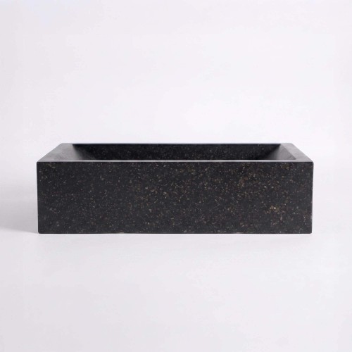 Rechteckiges Waschbecken aus schwarzem Terrazzo 45 cm x 40 cm - Mayuri