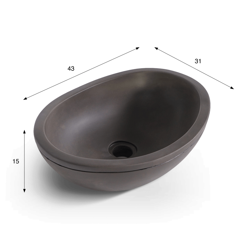 Waschbecken aus Beton Tiefanthrazit - Mineral blend
