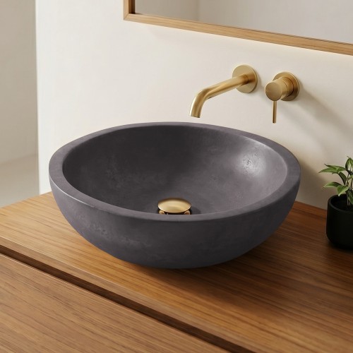 Rundes Waschbecken aus Beton - Tief Anthrazit - Urban Rock