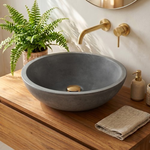 Rundes Waschbecken aus grauem Terrazzo Durchmesser 40 cm - Megha