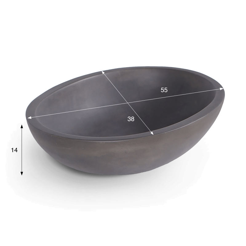 Betonwaschbecken oval - Tief Antrazit -