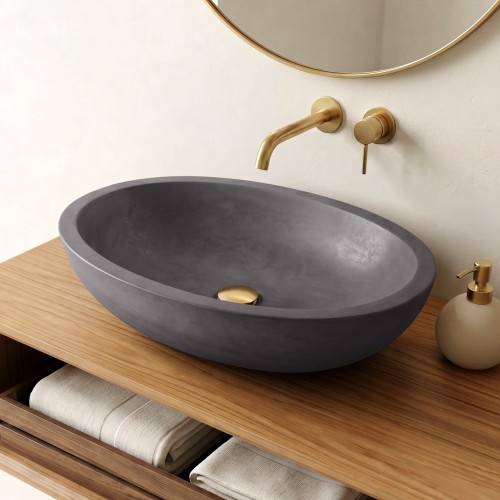 Betonwaschbecken oval - Tief Antrazit -