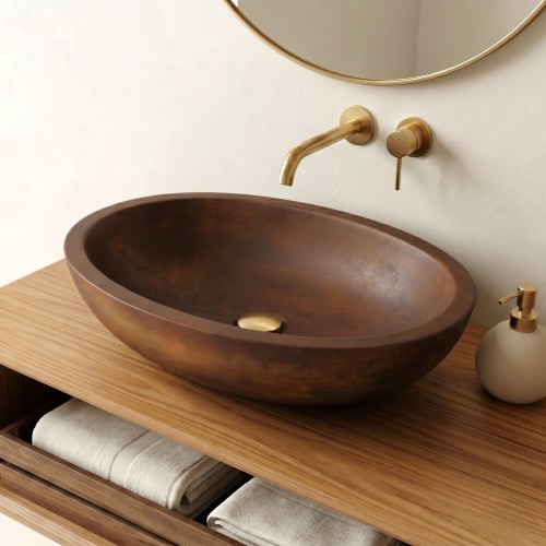 Betonwaschbecken oval - Vintage Braun - Raw Blend