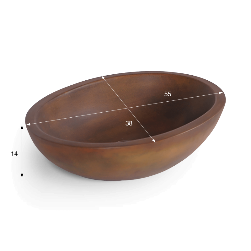 Betonwaschbecken oval - Vintage Braun - Raw Blend