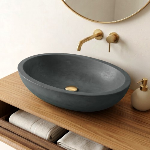 Betonwaschbecken oval - Kupfergrün - Raw Blend