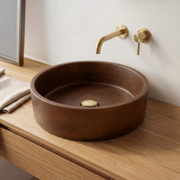 Rundes Waschbecken aus Beton - Vintage Braun - Mineral