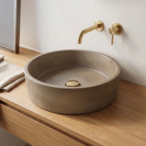 Rundes Waschbecken aus Beton - Naturfarbe - Mineral