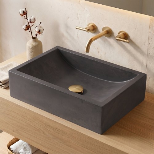 Betonwaschbecken rechteckig - Tief anthrazit - Pure Cast