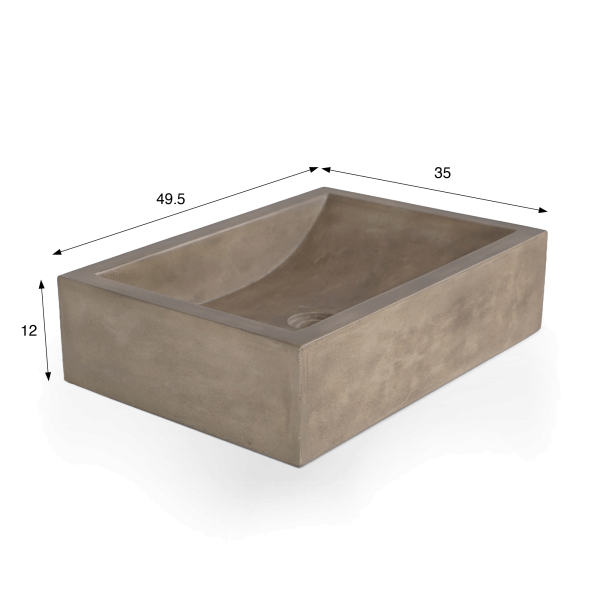 Betonwaschbecken rechteckig - Naturfarbe - Pure Cast