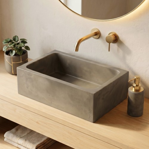 Rechteckiges Betonwaschbecken - Naturfarbe - Slate Wave