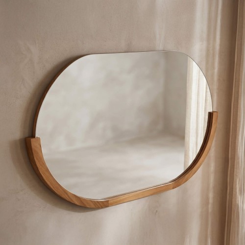 Spiegel 120 cm mit abgerundeten Kanten und Teakholzrahmen - Keya