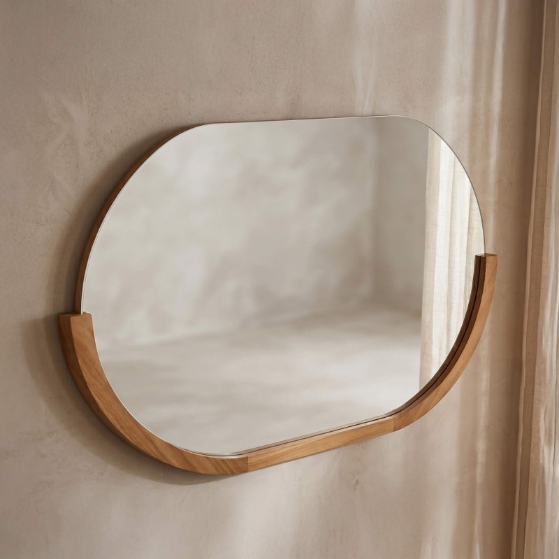 Spiegel 120 cm mit abgerundeten Kanten und Teakholzrahmen - Keya