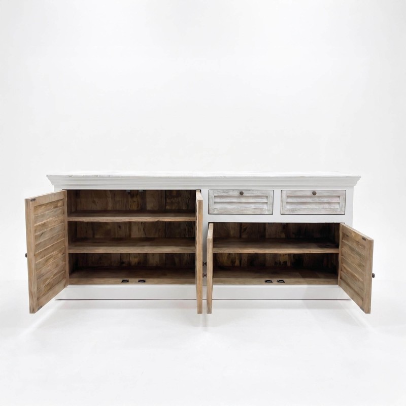 Sideboard für das Esszimmer aus weißem Naturholz 210 cm - Sea Side