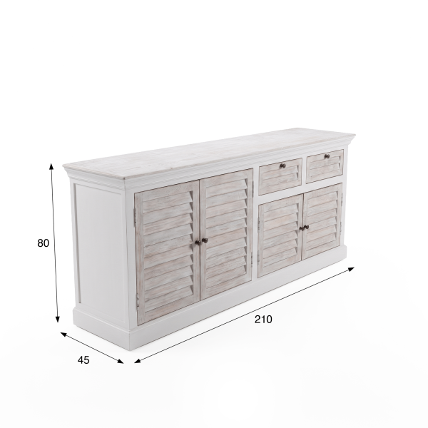 Sideboard für das Esszimmer aus weißem Naturholz 210 cm - Sea Side