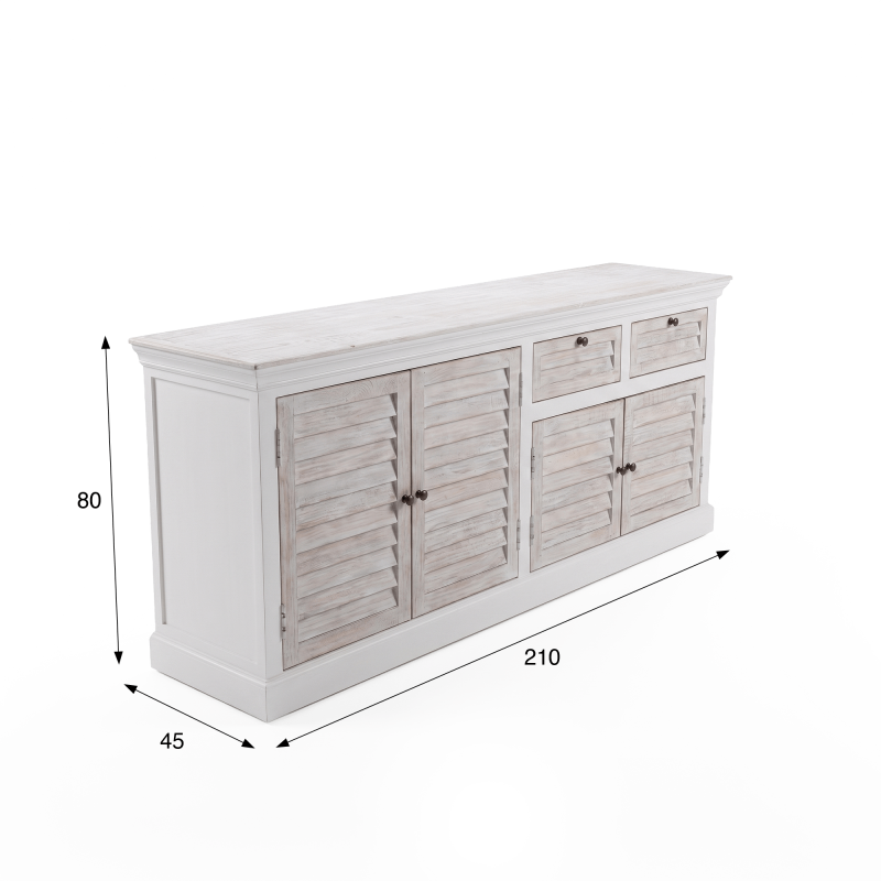 Sideboard für das Esszimmer aus weißem Naturholz 210 cm - Sea Side