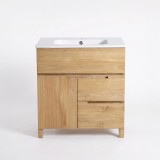 Waschtischunterschrank aus massivem Teakholz 80 cm - Olwen