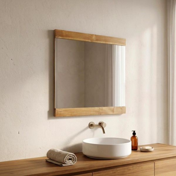 Rechteckiger Spiegel 80 cm Doppelrahmen aus Holz