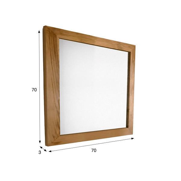 Quadratischer Spiegel 70 cm Rahmen aus massivem Teakholz