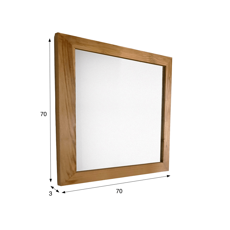 Quadratischer Spiegel 70 cm Rahmen aus massivem Teakholz