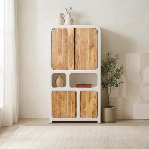 Highboard für das Esszimmer in Betonoptik und massivem Akazienholz - Mineralis