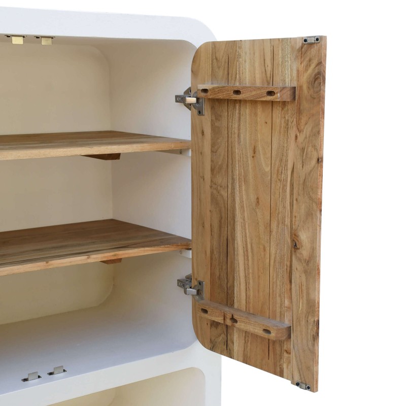 Highboard für das Esszimmer in Betonoptik und massivem Akazienholz - Mineralis