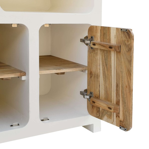 Highboard für das Esszimmer in Betonoptik und massivem Akazienholz - Mineralis