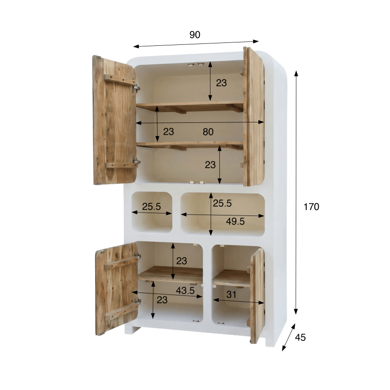 Highboard für das Esszimmer in Betonoptik und massivem Akazienholz - Mineralis