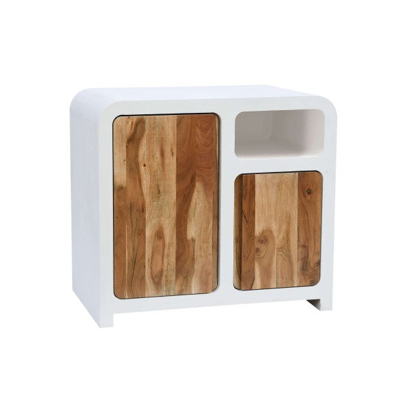 Sideboard für das Esszimmer in Betonoptik und massivem Akazienholz 90 cm - Mineralis