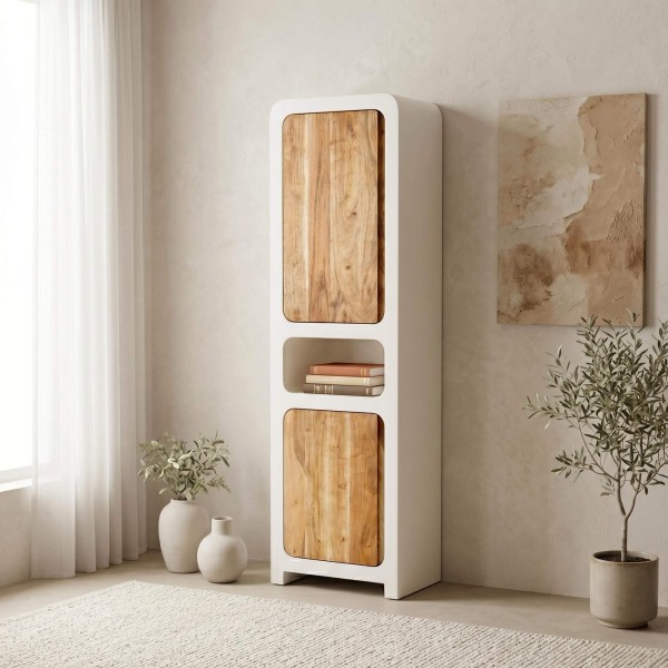 Shrank in Betonoptik und massivem Akazienholz 50 cm - Mineralis