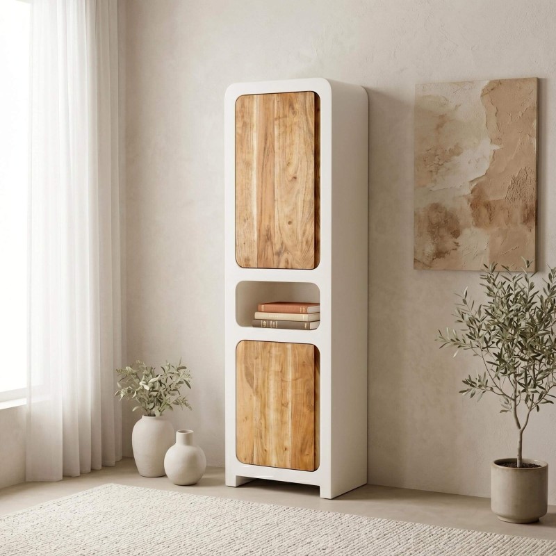 Shrank in Betonoptik und massivem Akazienholz 50 cm - Mineralis