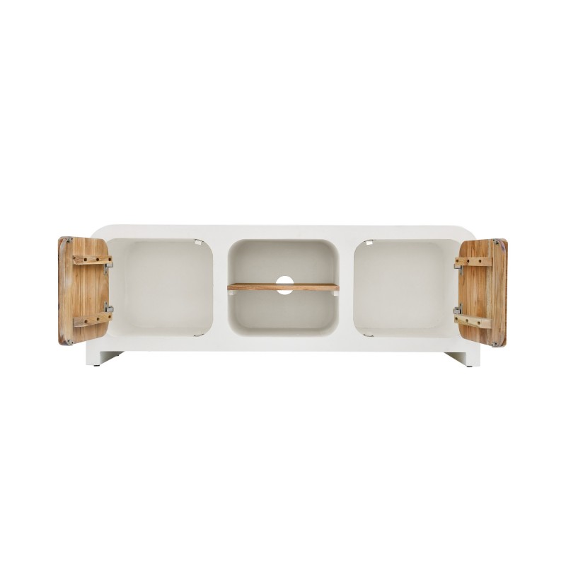 TV-Lowboard in Betonoptik und massivem Akazienholz 140 cm - Mineralis