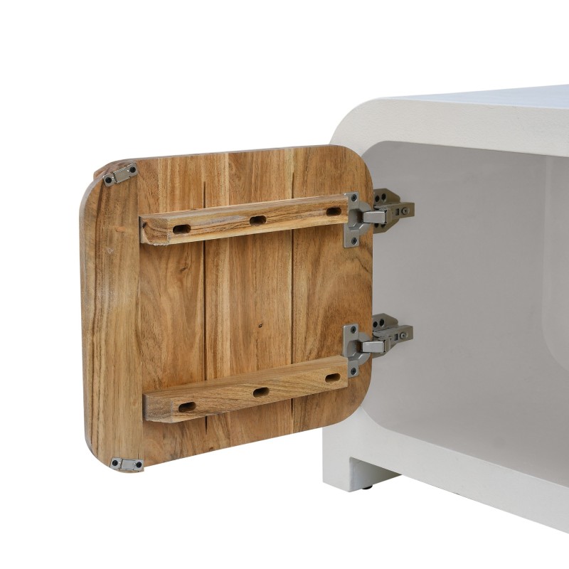 TV-Lowboard in Betonoptik und massivem Akazienholz 140 cm - Mineralis