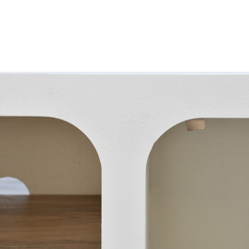TV-Lowboard in Betonoptik und massivem Akazienholz 140 cm - Mineralis