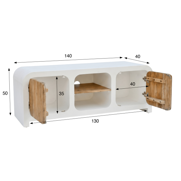 TV-Lowboard in Betonoptik und massivem Akazienholz 140 cm - Mineralis