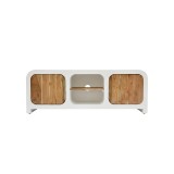 TV-Lowboard in Betonoptik und massivem Akazienholz 140 cm - Mineralis