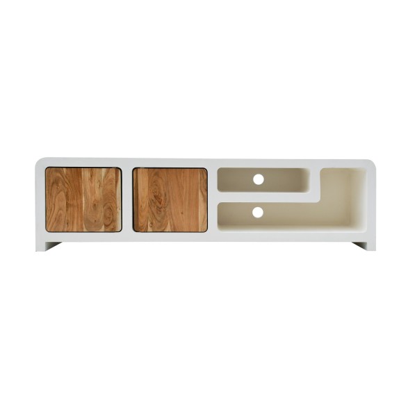 TV-Lowboard in Betonoptik und massivem Akazienholz 180 cm - Mineralis