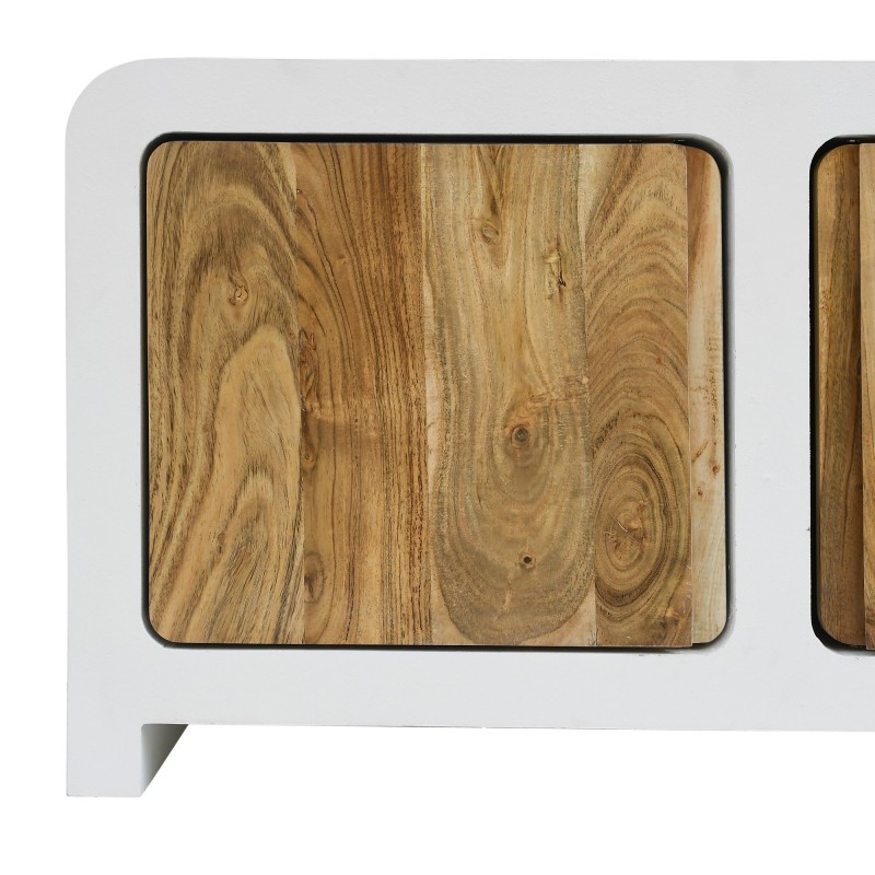 TV-Lowboard in Betonoptik und massivem Akazienholz 180 cm - Mineralis