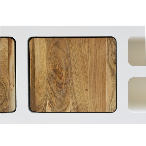 TV-Lowboard in Betonoptik und massivem Akazienholz 180 cm - Mineralis