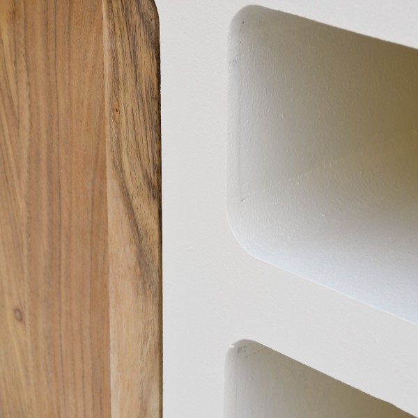TV-Lowboard in Betonoptik und massivem Akazienholz 180 cm - Mineralis