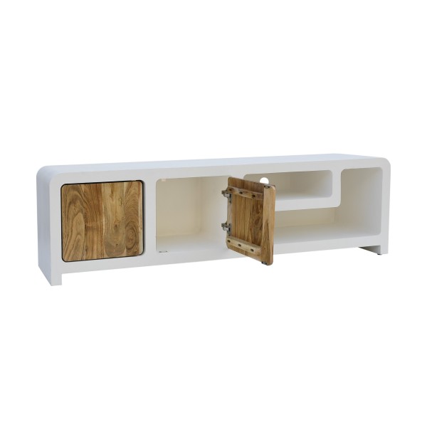 TV-Lowboard in Betonoptik und massivem Akazienholz 180 cm - Mineralis