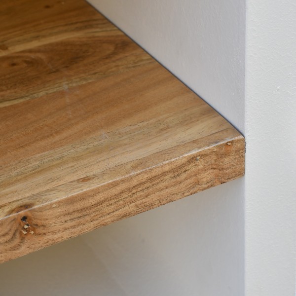 Bad-Hochschrank in Betonoptik und massivem Akazienholz - Mineralis