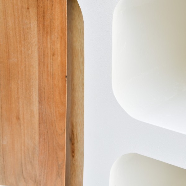 Waschtischunterschrank in Betonoptik und massivem Akazienholz 140 cm - Mineralis