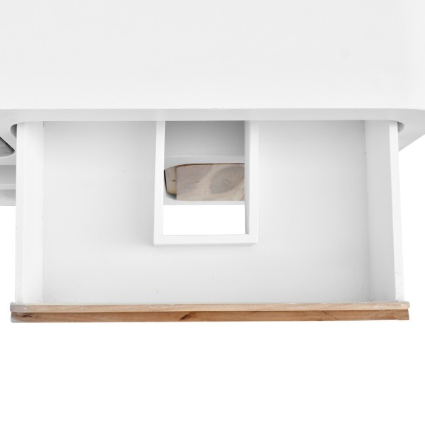 Waschtischunterschrank in Betonoptik und massivem Akazienholz 140 cm - Mineralis